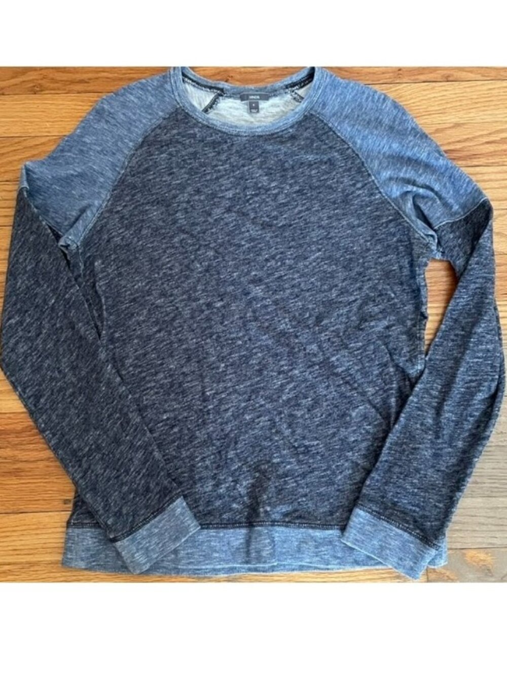 VINCE S Small Blue & Gray Raglan Long Sleeve Sweatshirt Top